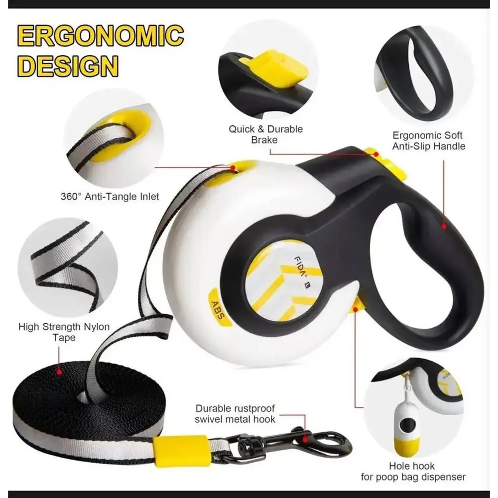 FIDA Lead Safe Set: Retractable Leash &‎ No‑Pull Harness XL Pet Training